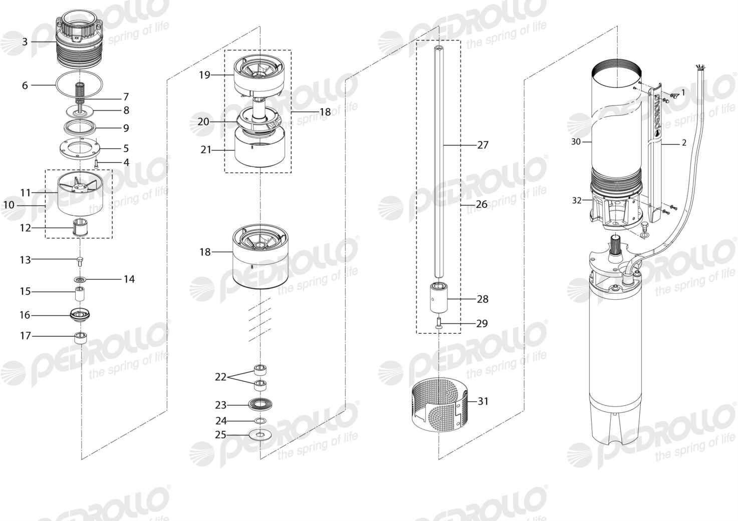 Despiece de la Pedrollo 6SR225G/100