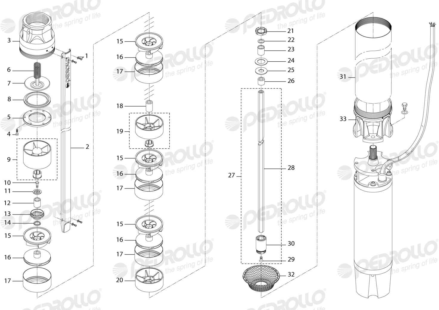 Despiece Pedrollo 6SR120G/200 · versión N