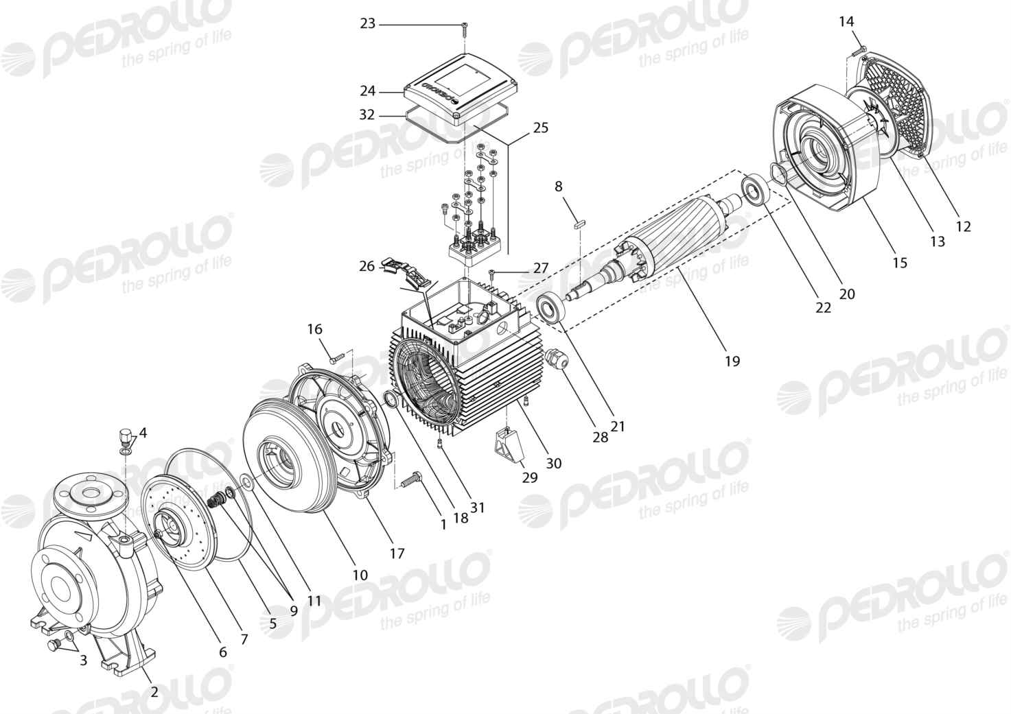 Despiece Pedrollo F 50/160C-I · 220/380V · versión Sin letra