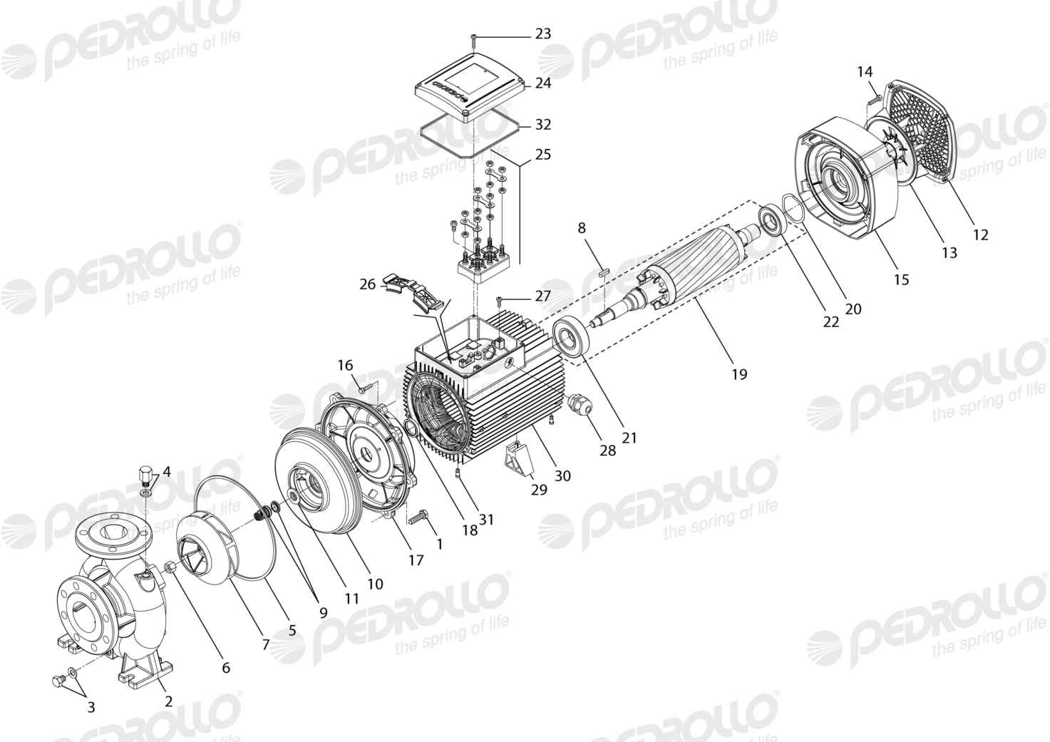 Despiece Pedrollo F 65/125B-I · 220/380V · versión Sin letra