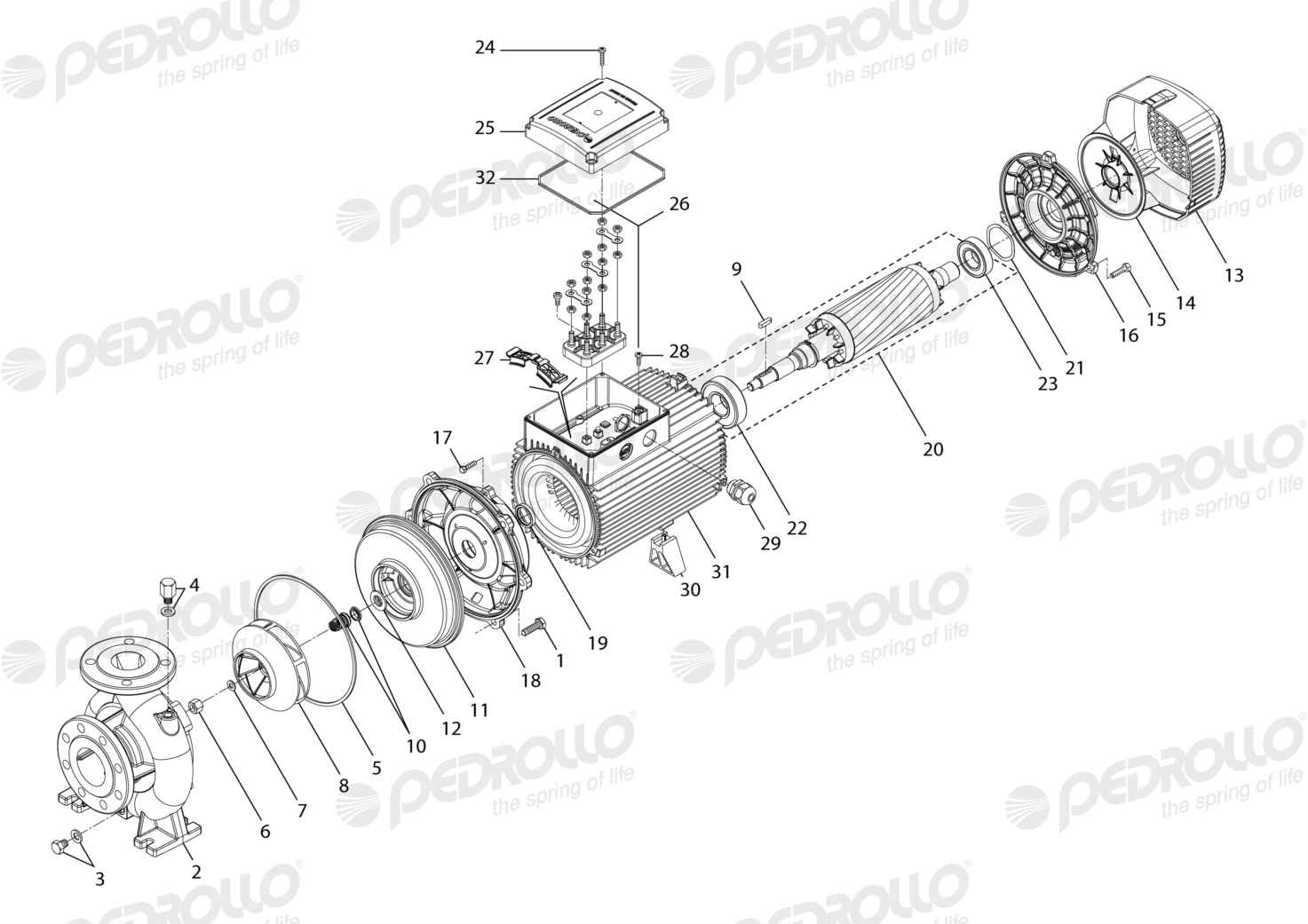 Despiece Pedrollo F 65/125B-I · 220/380V · versión A