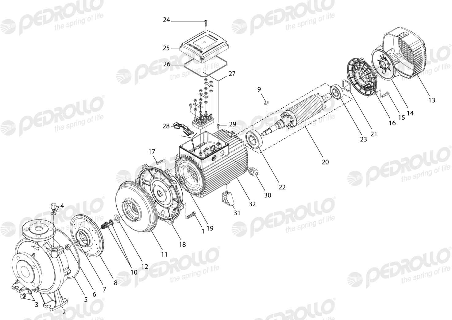 Despiece Pedrollo F 32/200C · 220/380V · versión E