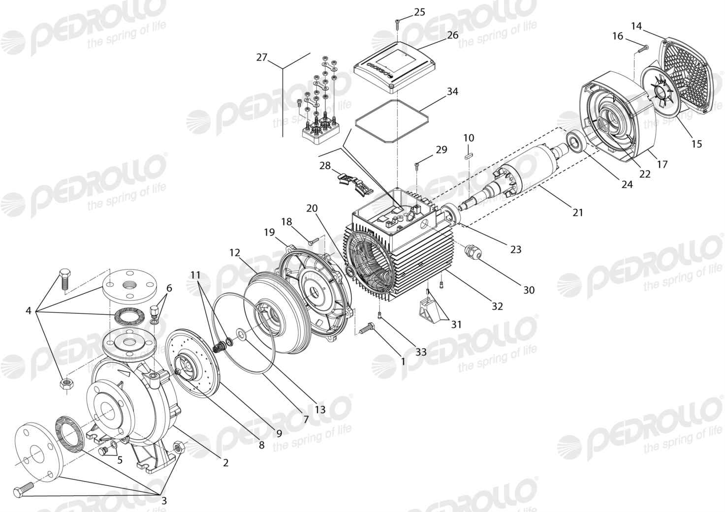 Despiece Pedrollo F 40/200A · 220/380V · versión D
